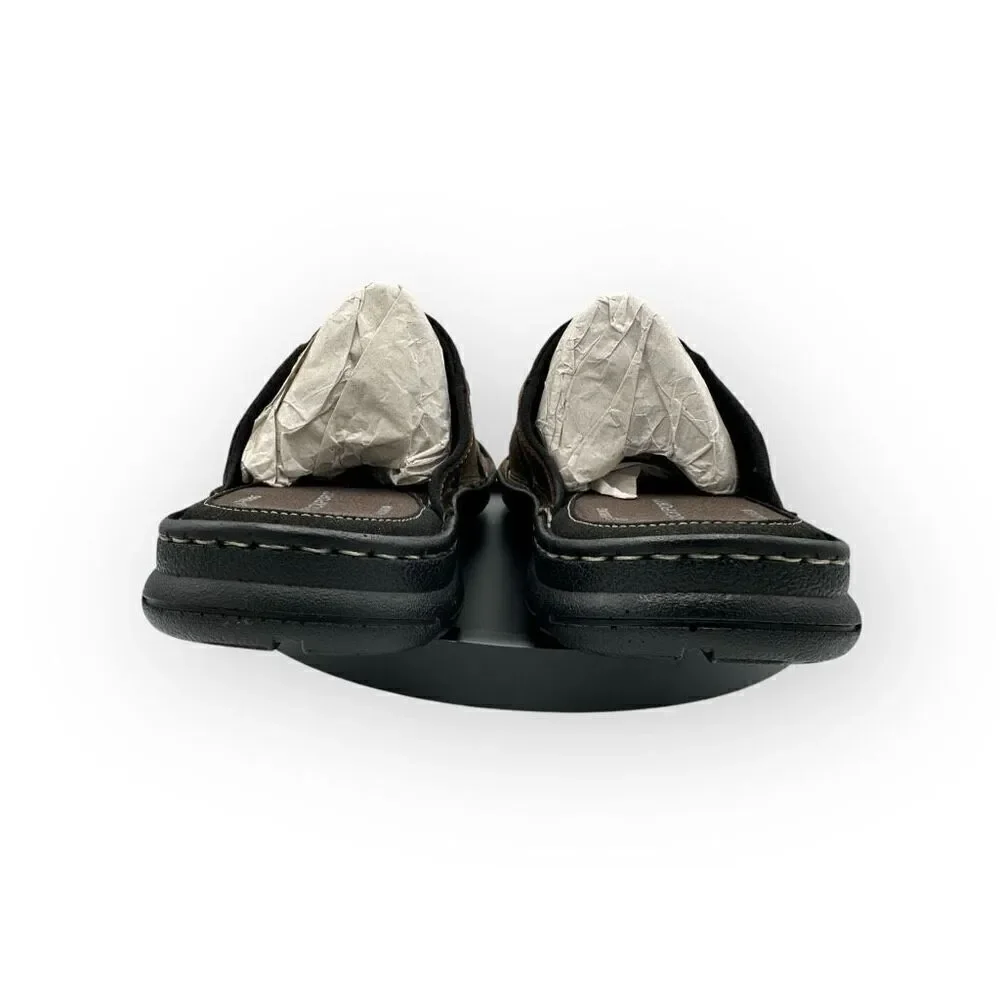 NWOT Rockport Mens Leather Slip-On Flat Heel Darwyn Slide Sandal Brown Size 10